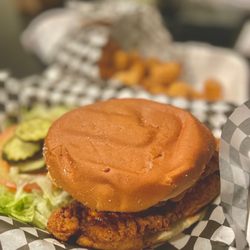 Superburger - Crispy Chipotle Chicken Sandwich with lots of veggies on the side..
