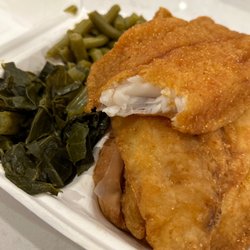 PG Seafood Wings & Pasta - Whiting on top (we already ate the other two ) and catfish on the bottom.
