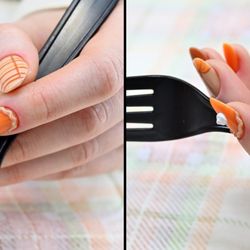 Sachi Nails & Lash - Up close with a pumpkin pie accent nail and 3d cream puff. Ready to dig into Thanksgiving!