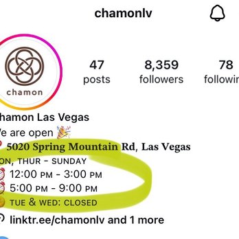 Chamon - They don't honor published hours. We were sent away at 8:33PM - Japanese Near Me - Las Vegas, Nevada