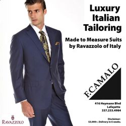 F Camalo - Luxury Italian Tailoring. Made to measure suits by Ravazzolo of Italy.  Call or Visit Us today!