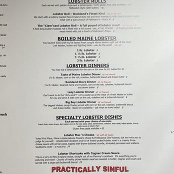Claws - Lobster menu. So many choices! - Seafood Near Me - Rockland, Maine Claws - Lobster menu. So many choices! - Seafood Near Me - Rockland, Maine