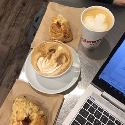 Scones and coffee! Peep the smiley face in one of them :")