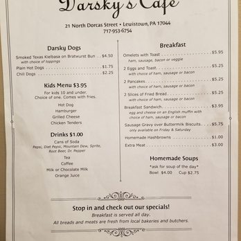 Darsky's Cafe - the menu for darsky's cafe - Desserts Near Me - Lewistown, Pennsylvania Darsky's Cafe - the menu for darsky's cafe - Desserts Near Me - Lewistown, Pennsylvania