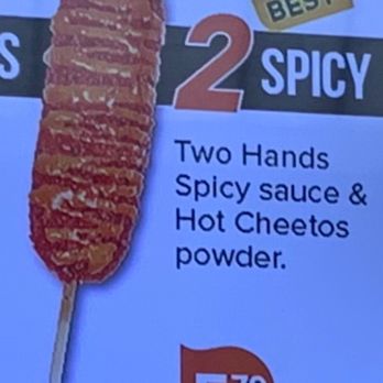 Two Hands Corn Dogs - Spicy Dog - Swipe to see reality. - Fast Food Near Me - Lakewood, California Two Hands Corn Dogs - Spicy Dog - Swipe to see reality. - Fast Food Near Me - Lakewood, California