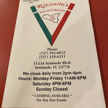 Rizzotto's Pizzeria - Menu Cover - Italian Near Me - Largo, Florida Rizzotto's Pizzeria - Menu Cover - Italian Near Me - Largo, Florida