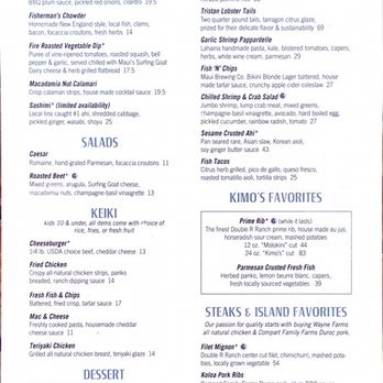 Kimo's Maui - Menu - Seafood Near Me - Lahaina, Hawaii