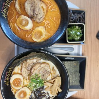 Ramen Hayashi - Tonkotsu Ramen, one was very spicy and the other one spicy - Ramen Near Me - Fresno, California Ramen Hayashi - Tonkotsu Ramen, one was very spicy and the other one spicy - Ramen Near Me - Fresno, California