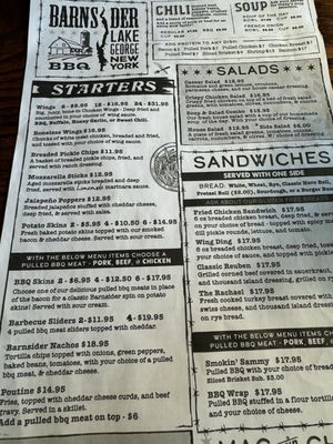 Menu photo 4 Barnsider Barbeque Restaurant Lake George, NY