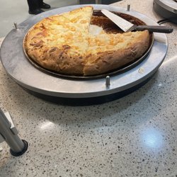 Shrimp pizza, rotten apple