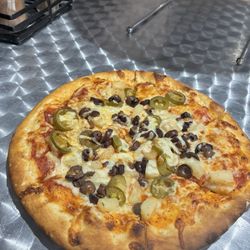 Midtown Pizza - Olive, pineapple and jalapeno pizza
