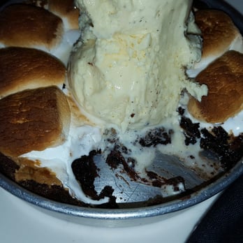 BJ's Restaurant & Brewhouse - Inside the peanut butter s'mores Pizookie. - New American Near Me - Pittsburgh, Pennsylvania
