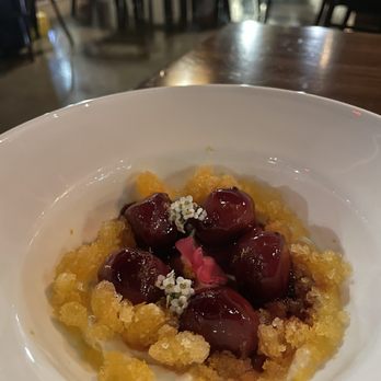 Farm & Fork Kitchen - Apples Poached in Red Wine - Orange granita, red wine reduction, vanilla-honey yogurt - Cocktail Bars Near Me - Ashburn, Virginia Farm & Fork Kitchen - Apples Poached in Red Wine - Orange granita, red wine reduction, vanilla-honey yogurt - Cocktail Bars Near Me - Ashburn, Virginia