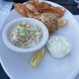 Angry Style Crab Cake with Our Famous Crab Chips and Coleslaw Angry Style Crab Cake with Our Famous Crab Chips and Coleslaw