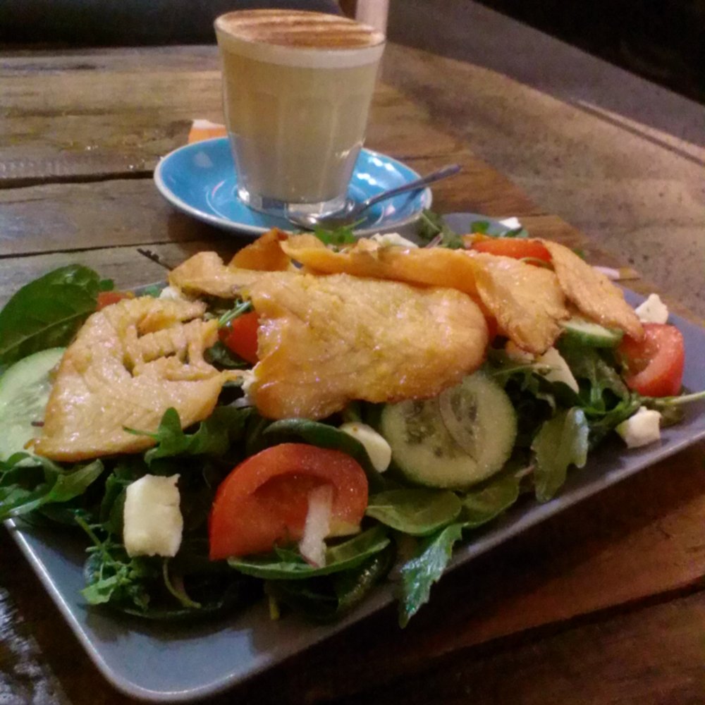 Charlie Lovett - Smoked salmon salad and their famous chai latte on soy - Cafes Near Me - Hurstville, NSW