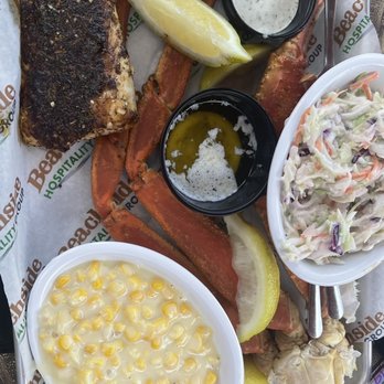 Crabby's Oceanside - Bairdi Crab Mahi Creamed Corn with Bacon Crabby's Coleslaw - Seafood Near Me - Daytona Beach, Florida