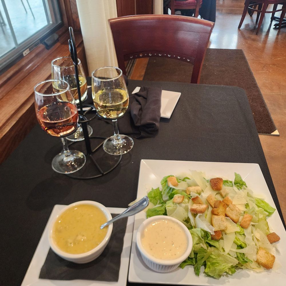 Cedar Lake Cellars - Broccoli cheddar soup and ceasar salad with a flight of wine. - Venues & Event Spaces Near Me - Wright City, Missouri