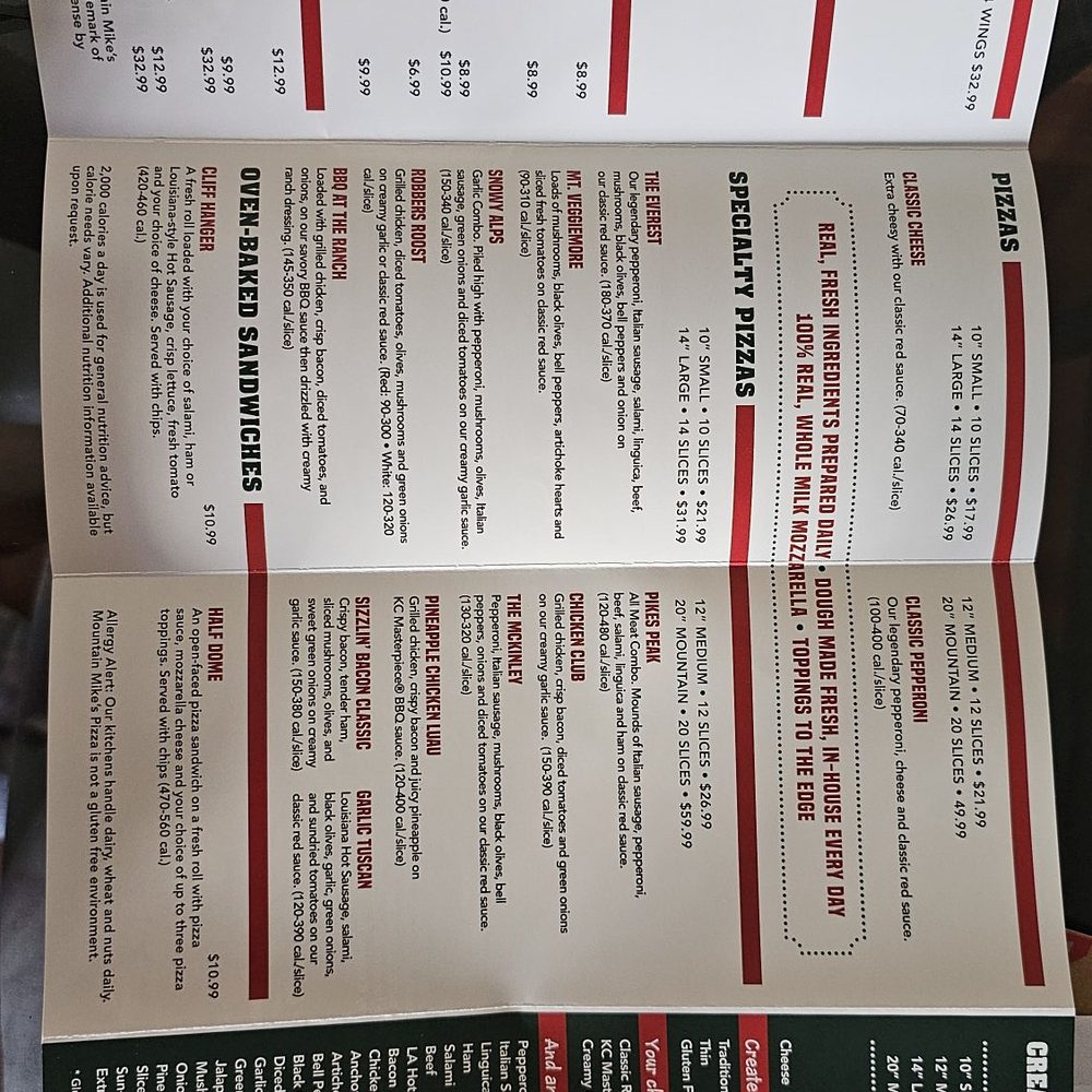 Mountain Mike's Pizza - Menu - Chicken Wings Near Me - Pasadena, California