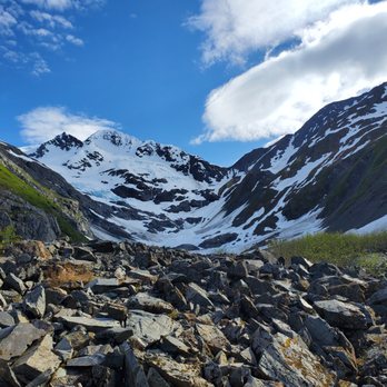 Byron Glacier Trailhead - can already make out the blue Byron Glacier - Hiking Near Me - Anchorage, Alaska