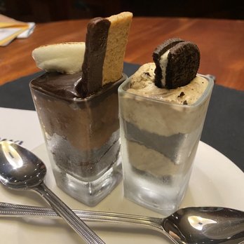 Seasons 52 - Desserts: (L) Belgian Chocolate S'Mores Mini (R) Cookies 'N' Cream Mini - New American Near Me - Phoenix, Arizona