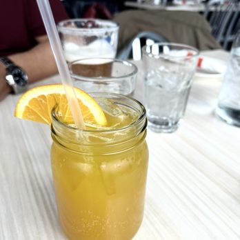 Mariner's Harbor - Sips: (Hubs' Blue Moon/ My 'Mango Madness' Mocktail: Ginger+Turmeric Elixir+Mango Nectar+Club Soda) - Seafood Near Me - Kingston, New York
