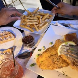 Catfish , chicken and waffles, fries and yummy delicious food! Catfish , chicken and waffles, fries and yummy delicious food!