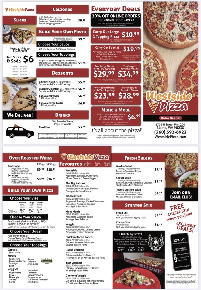 WESTSIDE PIZZA Pizza 1733 H St, Blaine, WA Restaurant Reviews