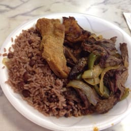 Congri, fajita meat, chicharron, maduros