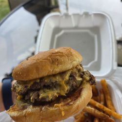 Shawarma Aroma - Double smash burger with lemon pepper fries
