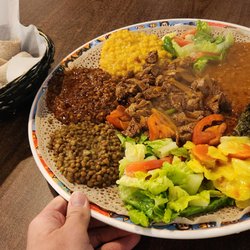 Selam Restaurant and Cafe - Beef Tibs and Veggie Combo