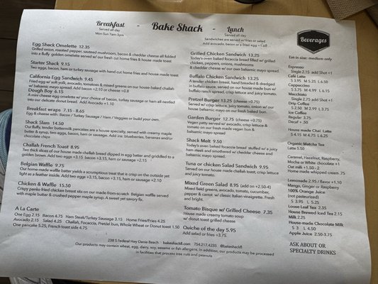 Menu photo 6 Bake Shack Dania Beach, FL