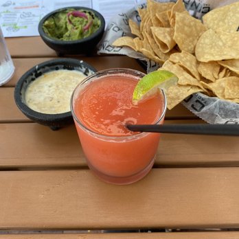 Condado Tacos - Chorizo Queso, Traditional Guacamole, and Frozen Strawberry Margarita - Tacos Near Me - Columbus, Ohio Condado Tacos - Chorizo Queso, Traditional Guacamole, and Frozen Strawberry Margarita - Tacos Near Me - Columbus, Ohio