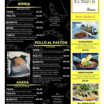 El Sazon Tacos & More - Menu - Tacos Near Me - Eagan, Minnesota