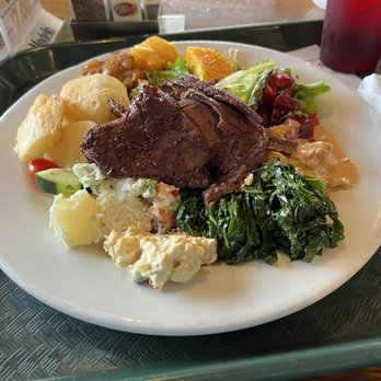 Pampas Grill - Potato, beet, palm heart, chicken, green salad, chicken stroganoff, beef stew, yucca, plantains, collard greens, squash, bread, sirloin - Brazilian Near Me - Culver City, California Pampas Grill - Potato, beet, palm heart, chicken, green salad, chicken stroganoff, beef stew, yucca, plantains, collard greens, squash, bread, sirloin - Brazilian Near Me - Culver City, California