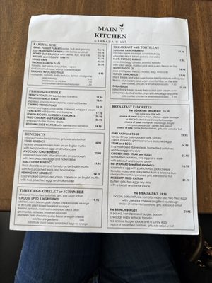 Menu photo 3 Main Kitchen Cafe Granada Hills, CA