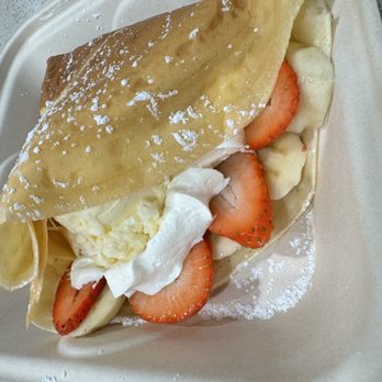 Island Crepes and Lemonade - 21. Banana, strawberry, cheesecake, whip, vanilla ice cream - Creperies Near Me - Honolulu, Hawaii