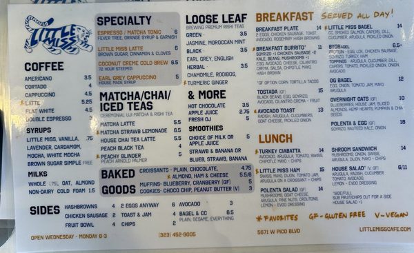 Menu photo 2 Little Miss Cafe Los Angeles, CA Menu photo 2 Little Miss Cafe Los Angeles, CA