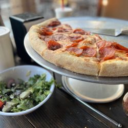 Bear Canyon Pizza - Pepperoni pizza and 1/2 Mediterranean salad