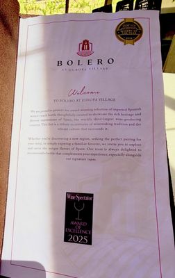 Menu photo 2 Bolero Restaurante Temecula, CA