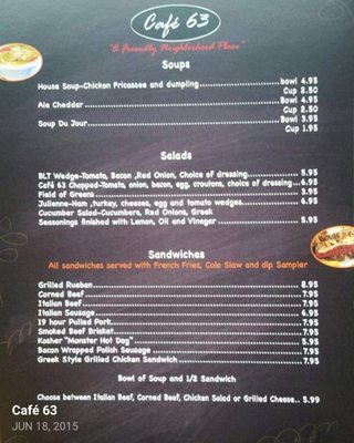 Menu photo 5 Cafe 63 Chicago, IL
