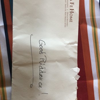 Santa Fe Home - This is what the owner of SantaFe Home sent me via her delivery man.  Unprofessional and childish.  Tanya  C. - Interior Design Near Me - Santa Fe, New Mexico