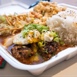 Wagyu Meat And Grill - Wagyu Moco (Loco Moco) - flavorful burger patty and love a runny egg! $17.99