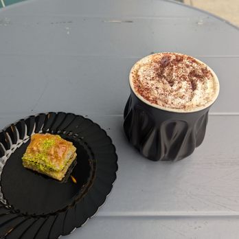 Sama Coffee Shop - Tiramisu Latte & Double Pistachio Baklava - Coffee & Tea Near Me - San Mateo, California
