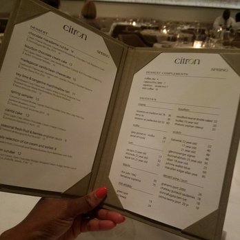 Citron - Inside of dessert menu - New American Near Me - Baltimore, Maryland