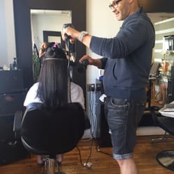 Brazilian Beauty Hair Design - Marcelo doing a wonderful job with blow drying his clients hair.