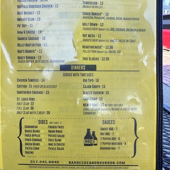 Barbecue And Bourbon - Menu Page 1 - Barbeque Near Me - Speedway, Indiana