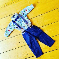 Tiny Hinies - Boys dino set with suspenders
