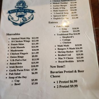 Blue Anchor Pub - menu - British Near Me - Delray Beach, Florida