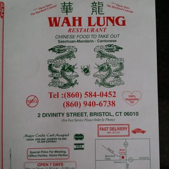Wah Lung Restaurant - Front of the menu - Chinese Near Me - Bristol, Connecticut Wah Lung Restaurant - Front of the menu - Chinese Near Me - Bristol, Connecticut