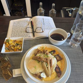 Delilah's - Pork belly grits, sweet corn succotash, and a STRONG Americano! With some journaling on the side! - Breakfast & Brunch Near Me - Green Bay, Wisconsin Delilah's - Pork belly grits, sweet corn succotash, and a STRONG Americano! With some journaling on the side! - Breakfast & Brunch Near Me - Green Bay, Wisconsin